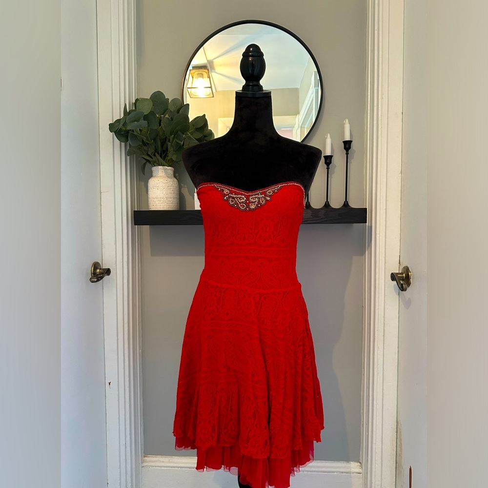 Free people mini red cocktail dress